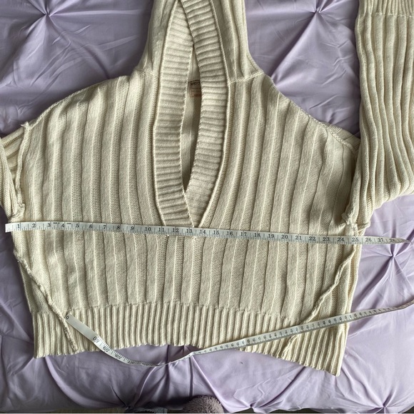 Free People We The Free Chunky Knit Sweater Rudi Funnel Neck Ivory Cream Small - Picture 8 of 10